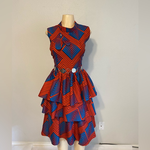 WOMEN AFRICAN PRINT,SHORT GOWN DRESS. - Picture 3 of 4